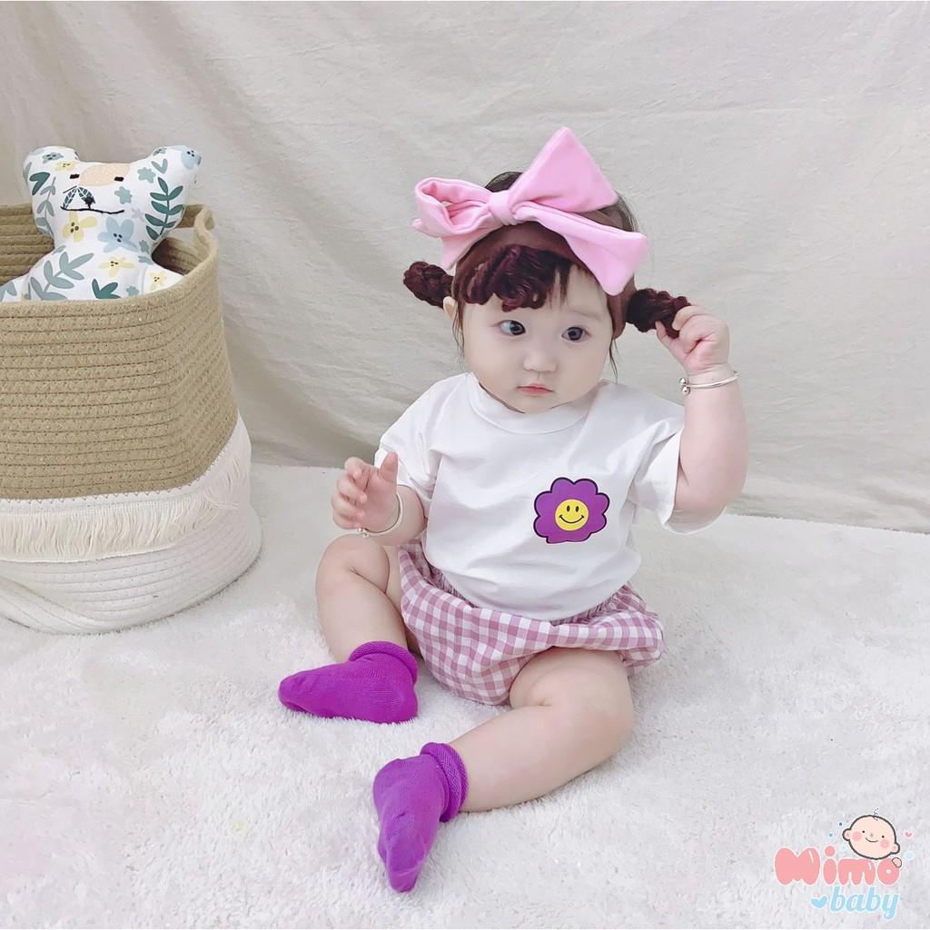 Set bộ áo cotton quần đũi kẻ cho bé (7-17kg)