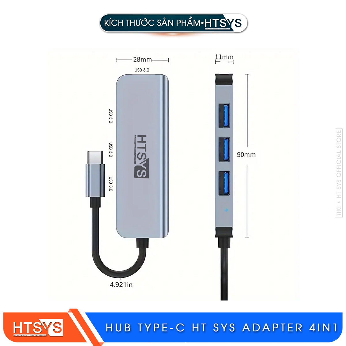 Hub Type C Và Hub USB 3.0 HT SYS 4 in 1 To USB 3.0 - Hàng Chính Hãng