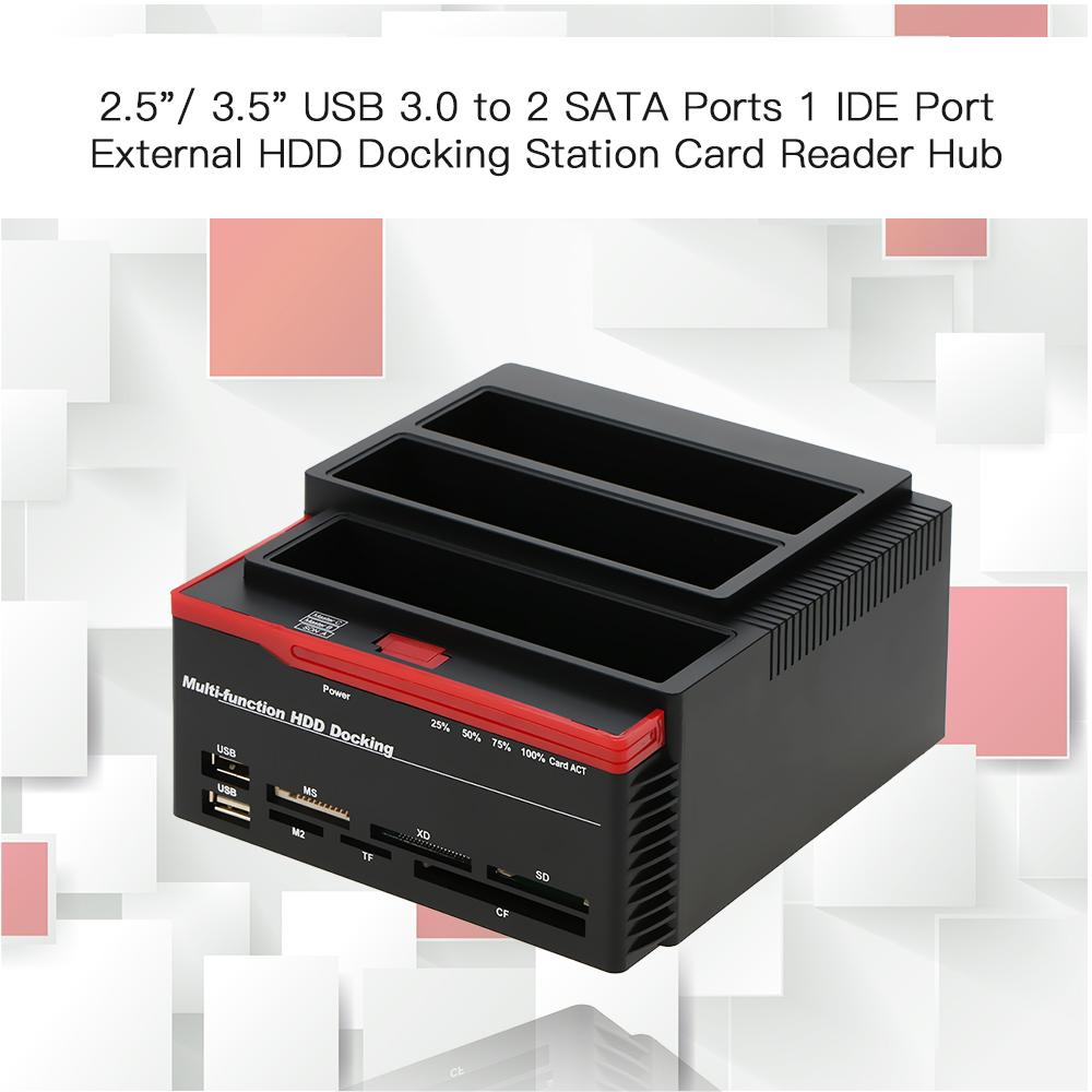 Đế đĩa cứng Đa chức năng 2,5 / 3,5 "IDE & SATA USB 3.0 Ổ cứng HDD Ổ cắm ba-ngăn