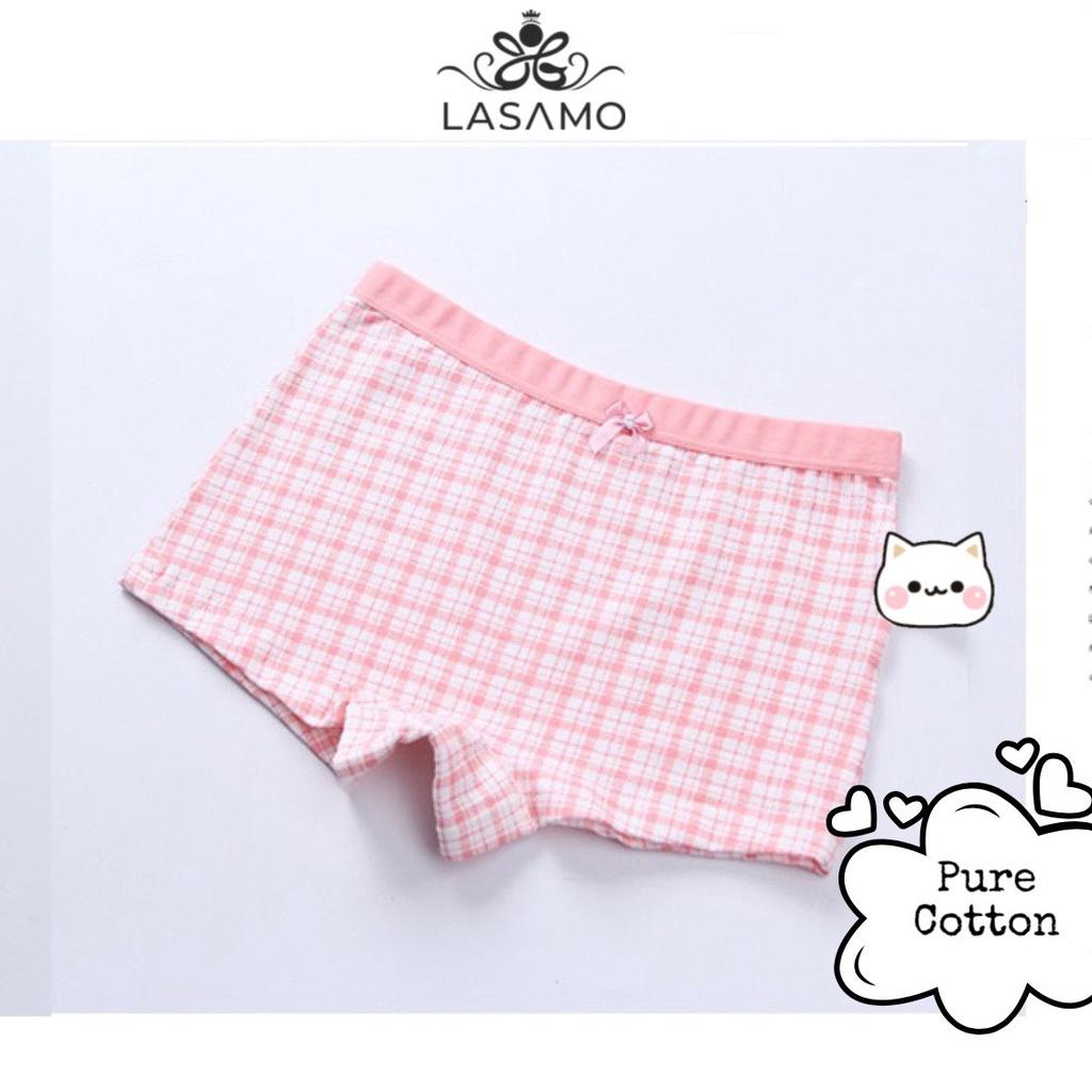 Quần chip bé gái, quần lót cho bé gái cotton cao cấp họa tiết Kẻ sọc hồng dễ thương hãng LASAMO mã QLB031