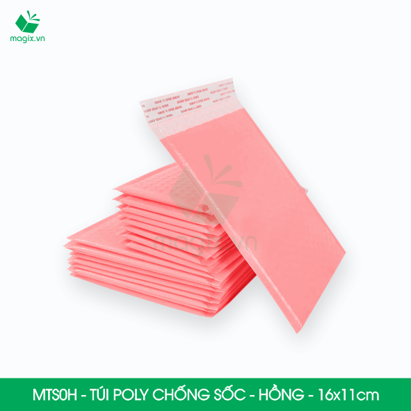 MTS0H - 16x11cm - COMBO 50 TÚI GÓI HÀNG CHỐNG SỐC BỌC BÓNG KHÍ MÀU HỒNG PASTEL