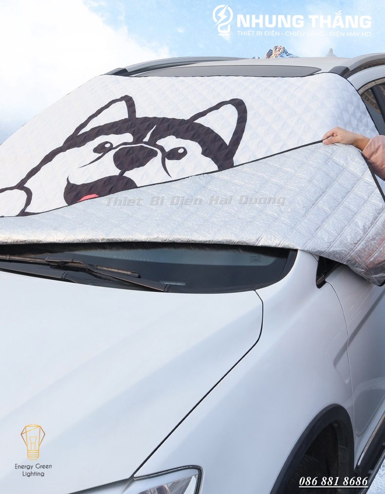 Bạt Phủ Che Nắng Ô tô HUSKY R-3955 - Chống Nóng,Cách Nhiệt Kính Lái , Phủ Gương Ô Tô Xe Hơi - 4 Lớp Tráng Bạc Cao Cấp - Có Video