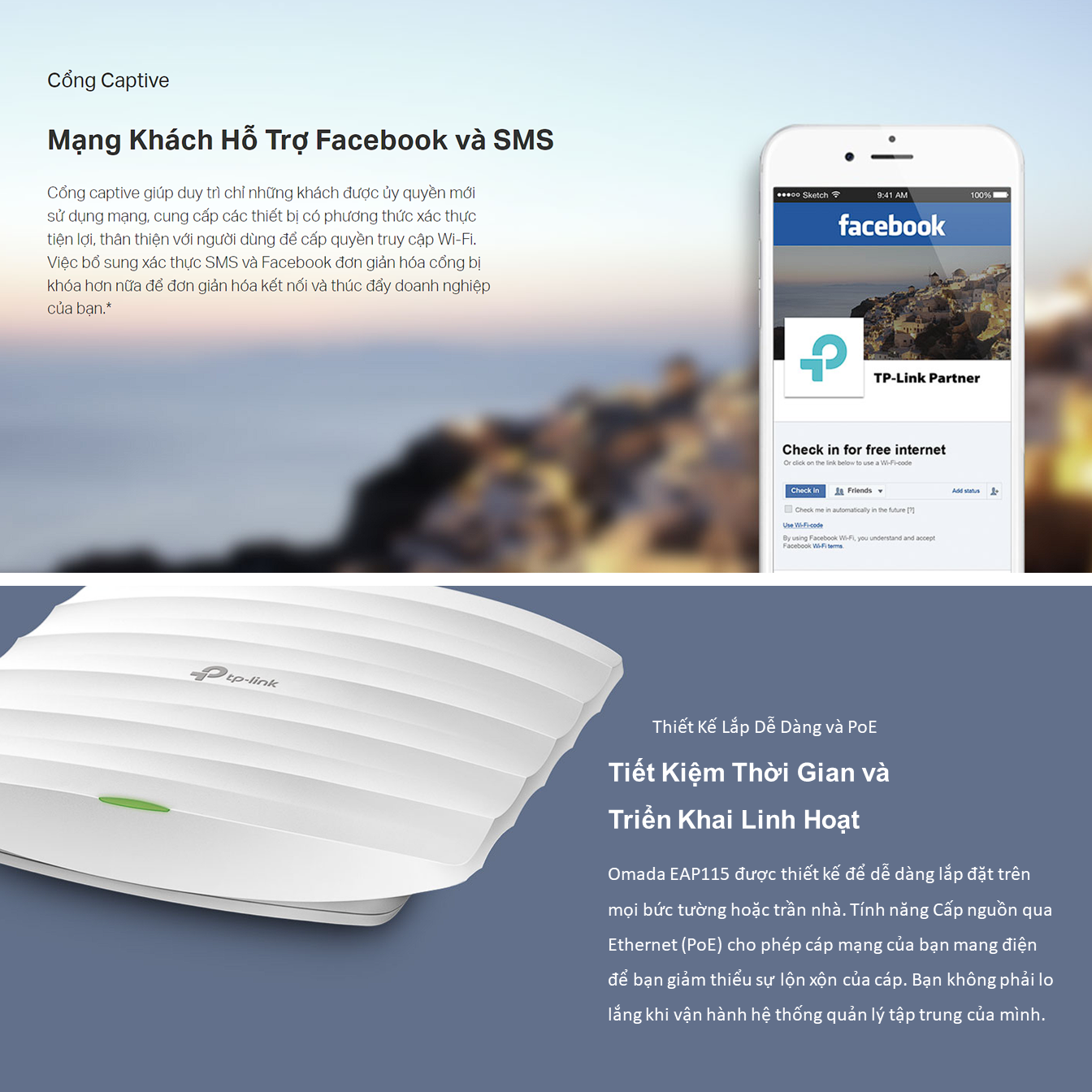 Thiết bị thu phát vô tuyến TP-LINK EAP115 băng tần 2.4GHz Wifi 300Mbps - Hàng chính hãng