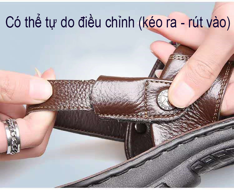 Dép sandals cho nam bằng da thật thiết kế đế mềm kiểu dáng mới mã DQH10321