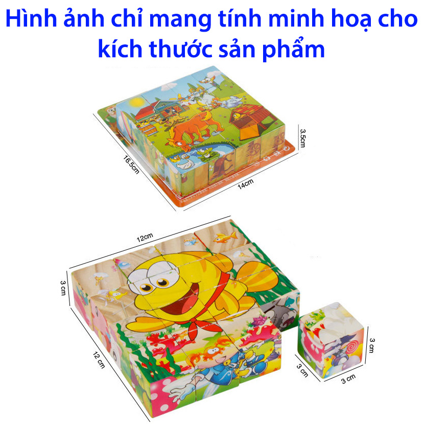 Đồ chơi ghép hình 16 khối lập phương, xếp hình gỗ 6 mặt giúp bé rèn luyện tư duy LP16