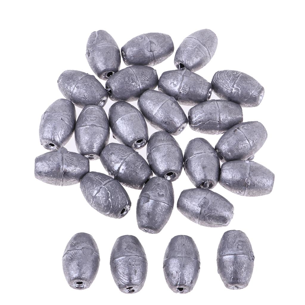 25Pieces Premium Fishing Sinker Weights Olive Shape Lead Fishing Weights