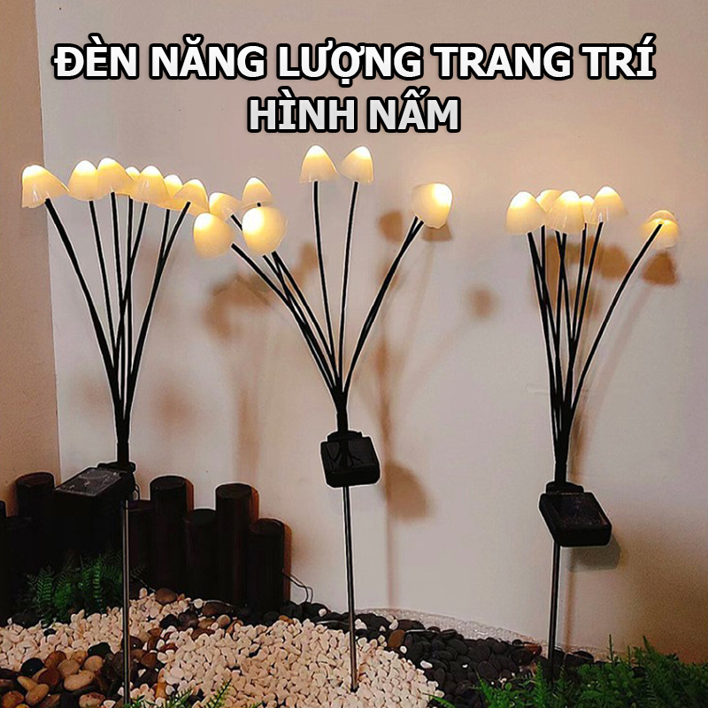Đèn năng lượng mặt trời trang trí sân vườn hình nấm , đèn trang trí dành cho ngoài trời -K1599