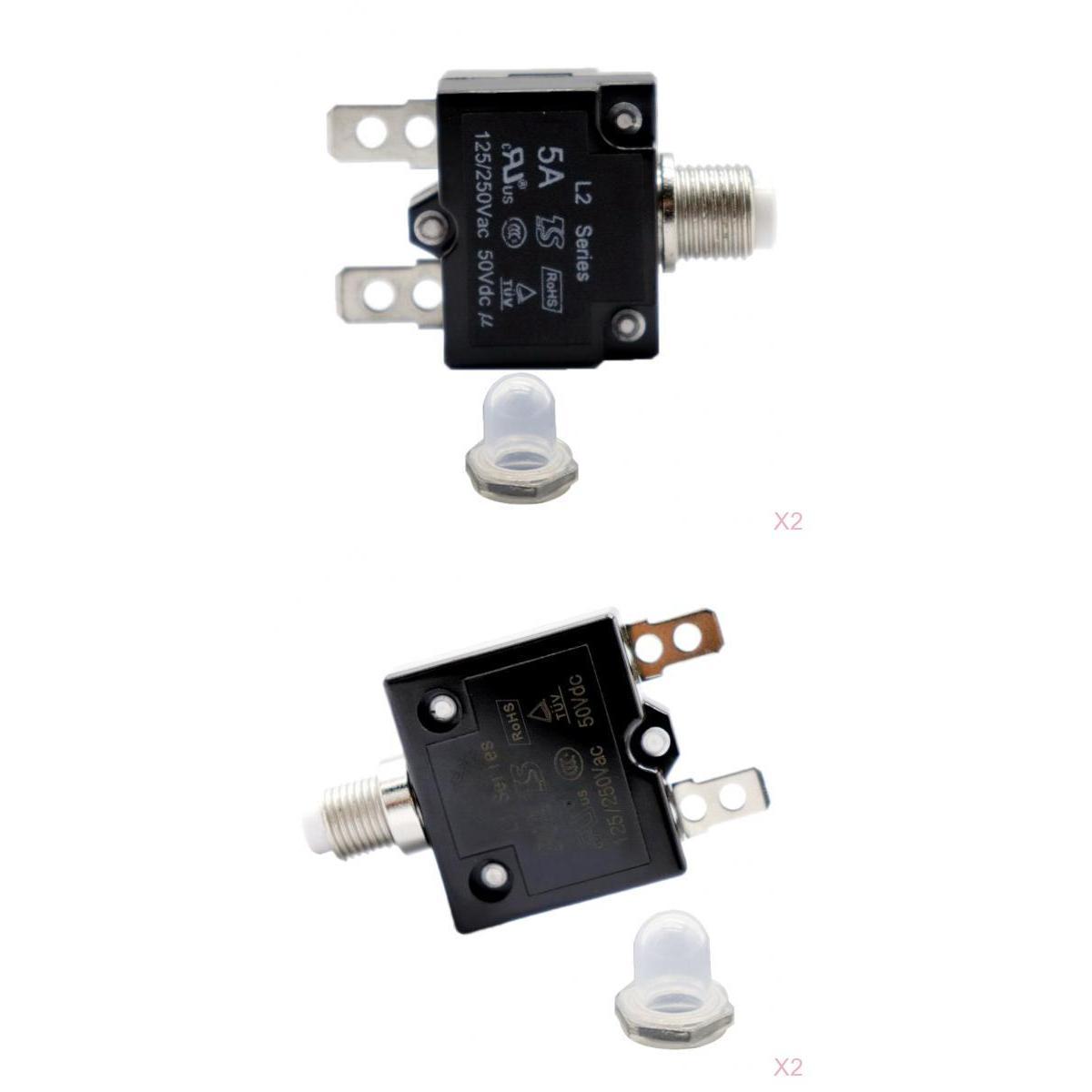 4 Pieces 125/250V 50V DC Circuit Breaker Resettable Overload Switch Fuse