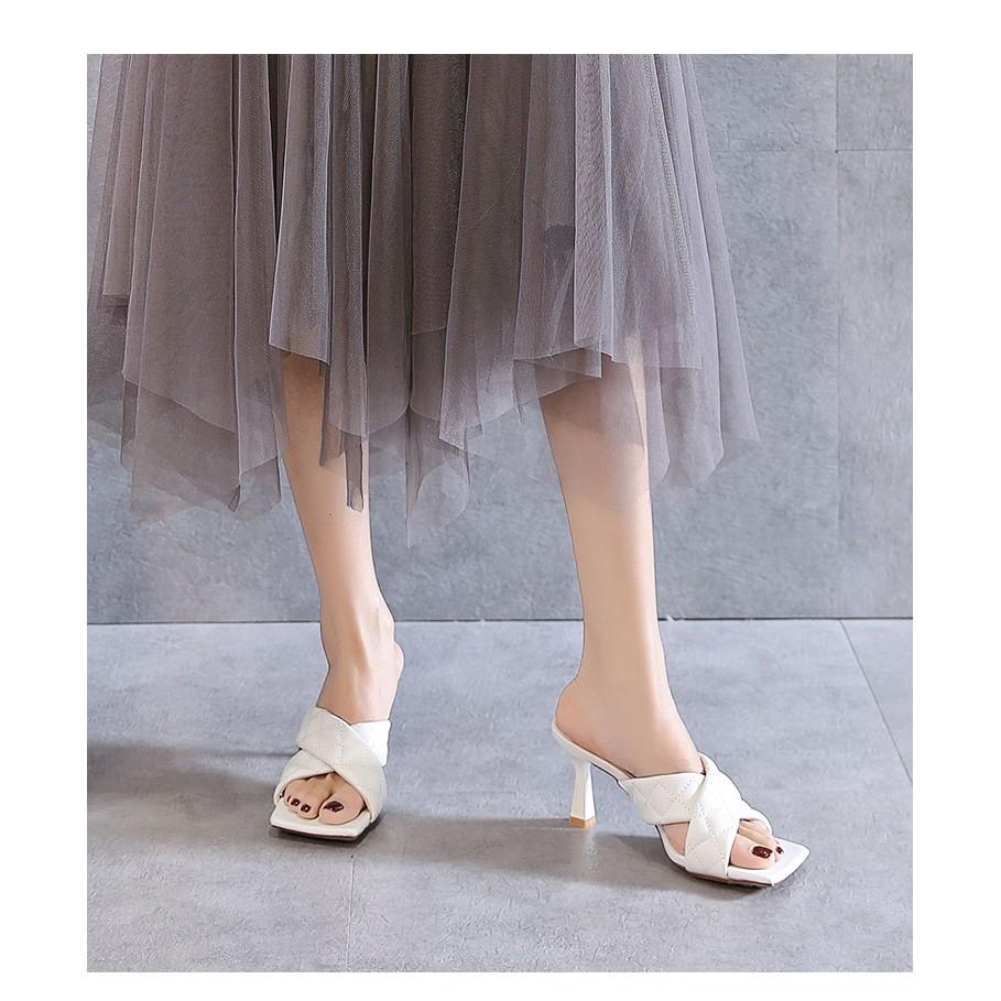 Guốc nữ đẹp chữ X VIETLAVANI G15 ô trần trám cao 5 phân