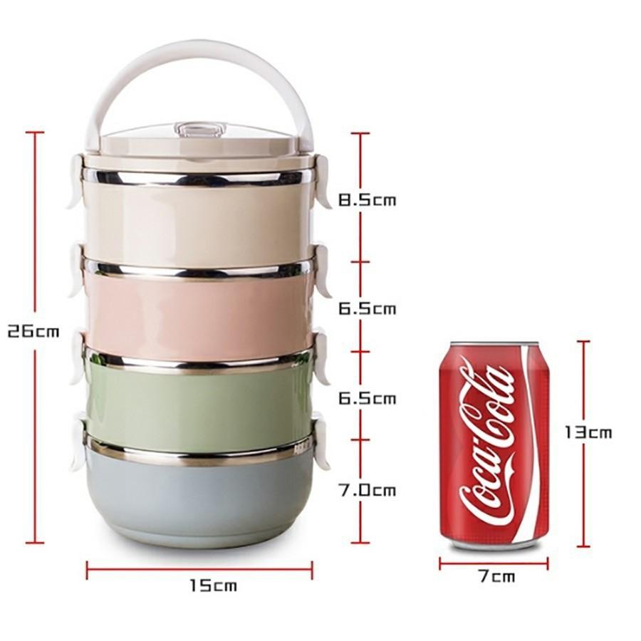 Hộp Đựng Cơm Lúa Mạch 4 Tầng Cao Cấp Bằng Inox Giữ Nhiệt Siêu Tiện Lợi - Cặp Lồng Giữ Nhiệt Lúa Mạch 4 Tầng
