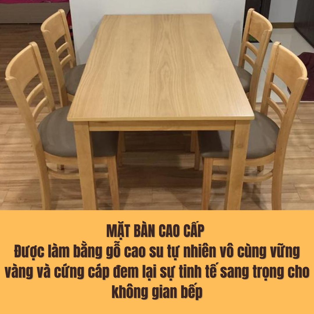 Bàn ăn Cabin ngang 1m2 bằng gỗ cao su tự nhiên cứng cáp dành cho gia đình quán ăn nhà hàng quán nước