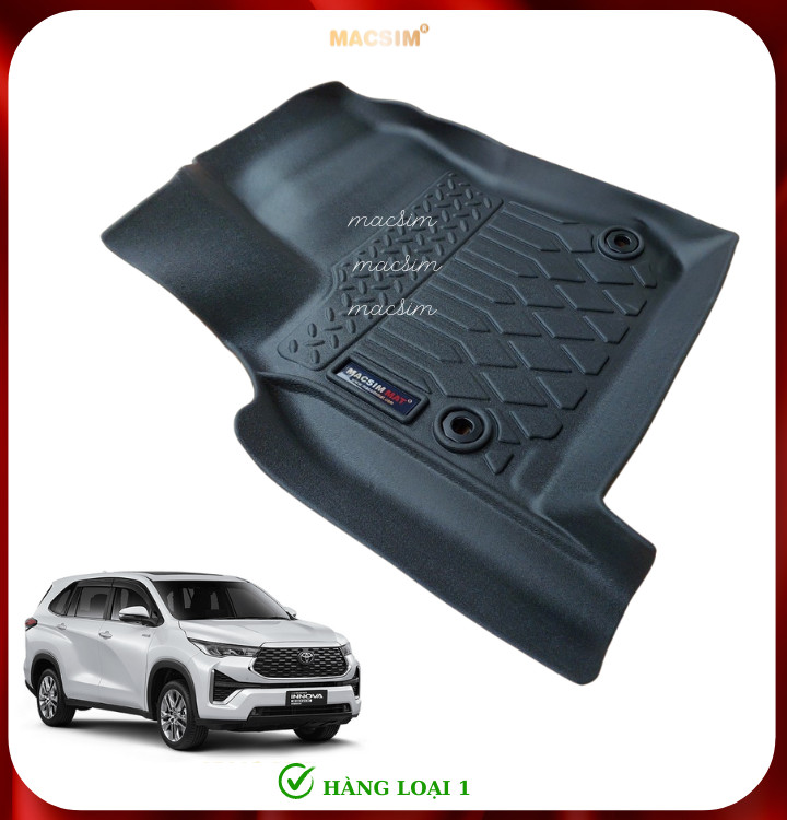 Thảm lót sàn xe ô tô Toyota Innova Cross 2023+ (3 hàng ghế) Nhãn hiệu Macsim chất liệu nhựa TPE cao cấp màu đen