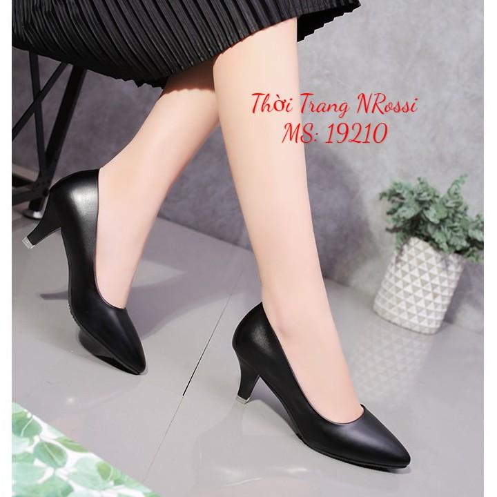 Giày cao gót đen bóng gót nhọn 5cm BIG SIZE 40 41 42 43