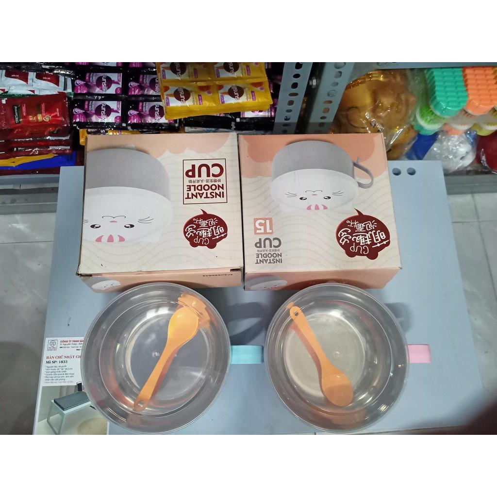 Bát ăn cháo tô mì 2 lớp cách nhiệt kèm muỗng hàng đẹp
