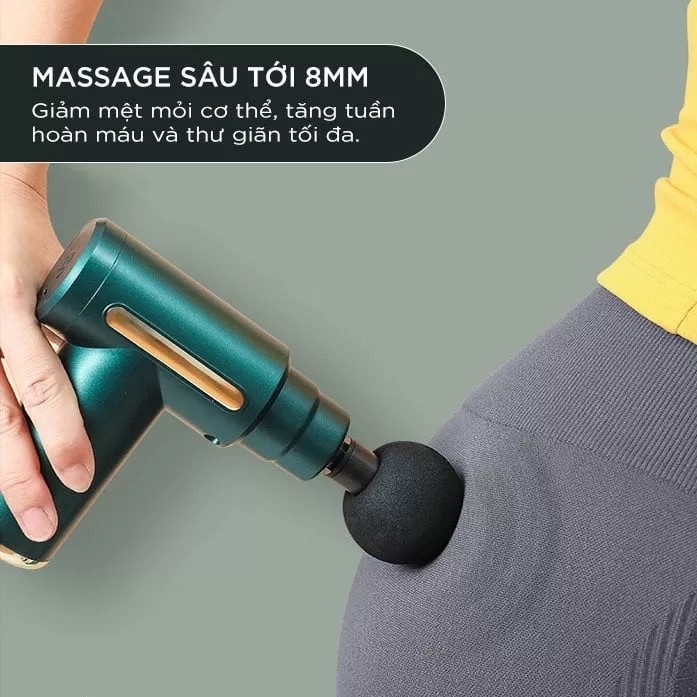 Máy massage thông minh cầm tay cao cấp 4 đầu, quy định tốc độ rung 6 giai đoạn, hỗ trợ massage chuyên sâu, giảm đau cơ, cứng khớp - Hàng chính hãng