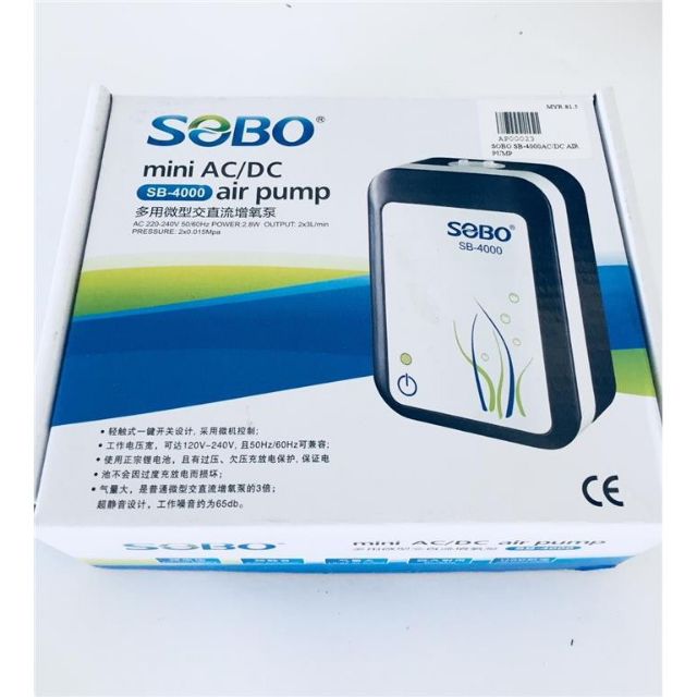 Máy Sủi Khí Oxy Tích Điện 2 Vòi Sobo SB-3000 2.8W - 3Lít/Phút , Sobo SB-4000 - Máy Oxi Cho Hồ Cá, Tiện lợi khi Bị mất điện, Đi Câu Cá