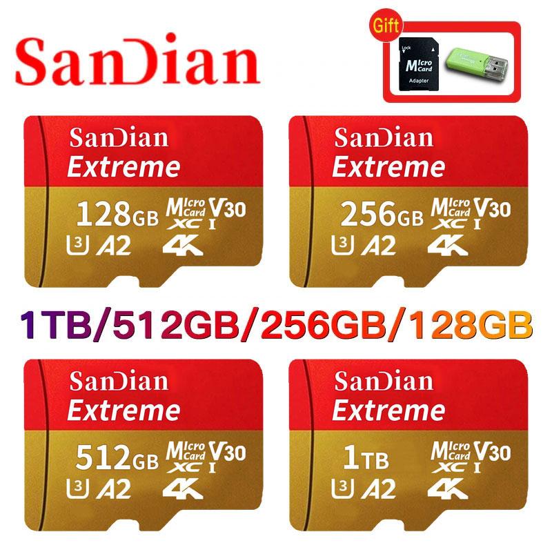 Tốc độ cao mới 1TB 512GB Micro SD TF Thẻ nhớ 256GB Ổ đĩa USB Công suất lớn Micro SD Thẻ 128 GB cho máy tính/điện thoại/máy ảnh