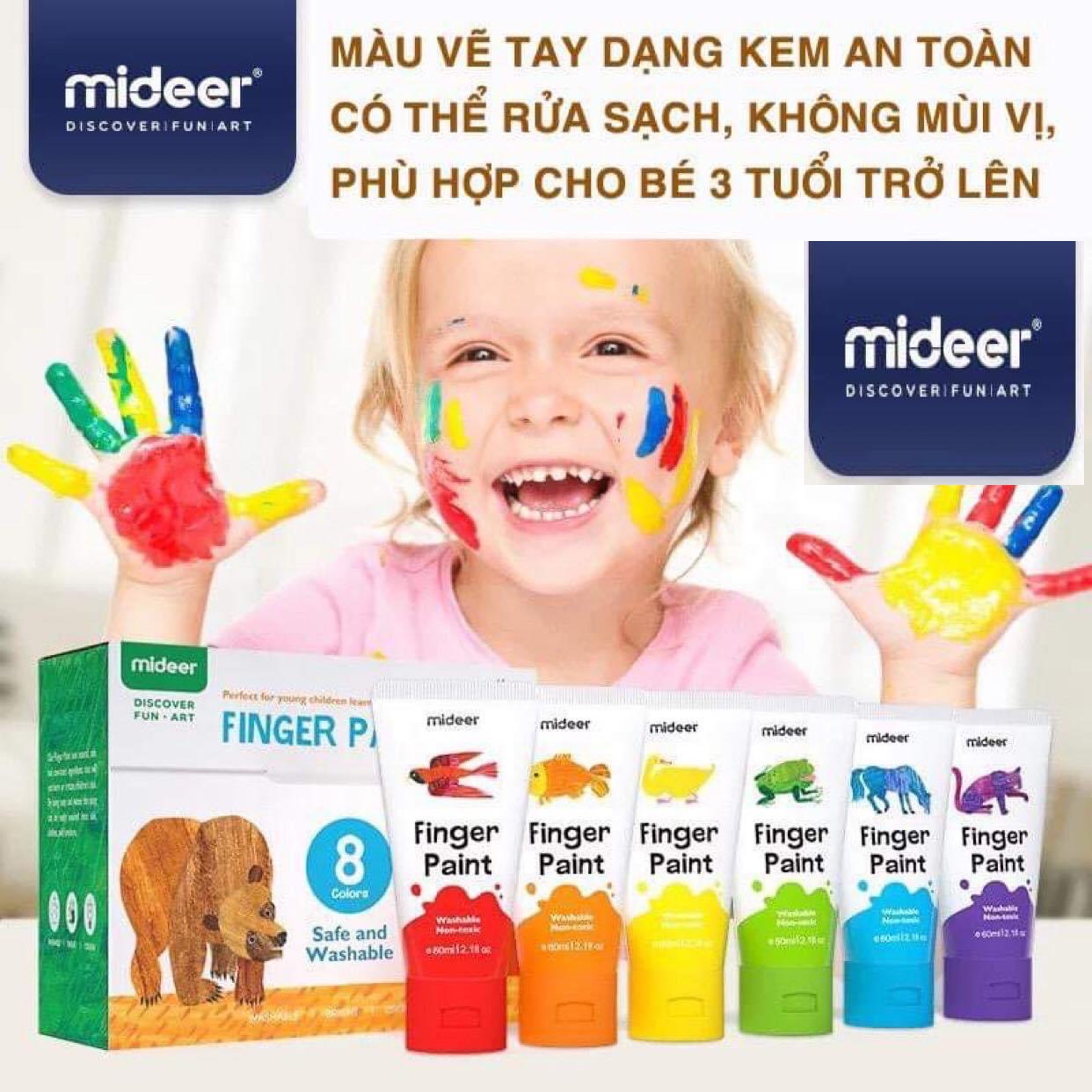 Màu vẽ bằng tay Finger Paint chính hãng Mideer MD4110