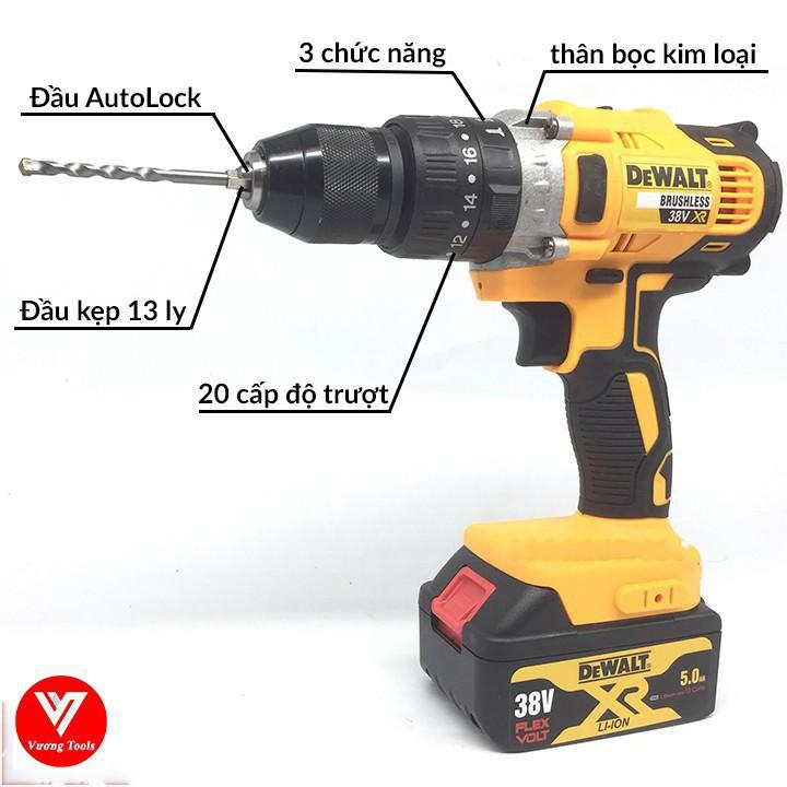 Khoan Pin DeWalt 38V Khoan Bê Tông ,Bắn Vít .Máy Không Than Bảo Hành 10 Tháng