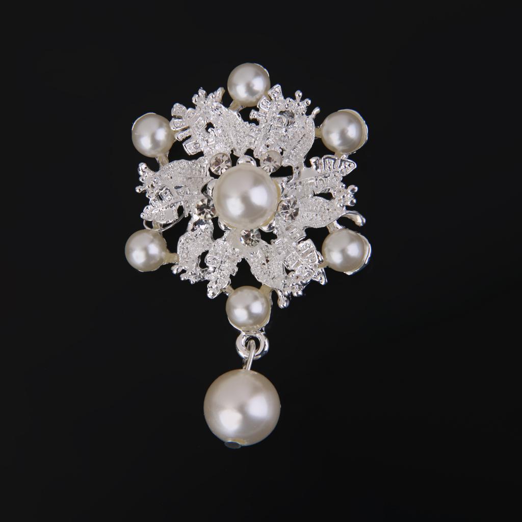 Fashion Wedding Brooch Diamante Rhinestone Crystal Pearl Flower Broach Pin