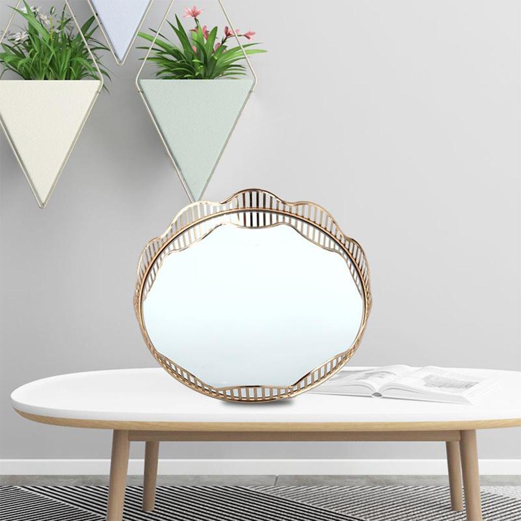 Mirrored Tray Perfume Plate Jewelry Box, Makeup Holder Bathroom Organizer