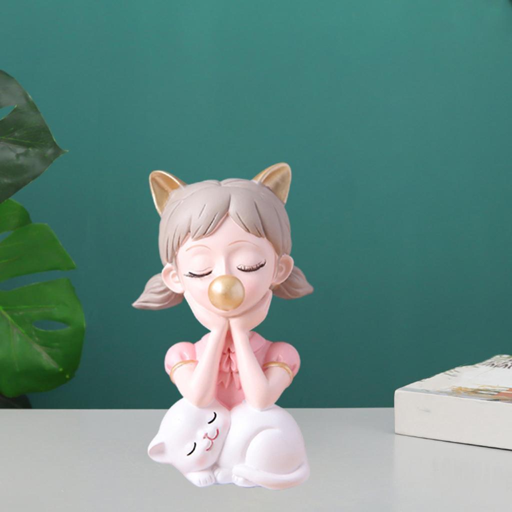 Girl Blow Statue Sculpture Figurine Model for Home