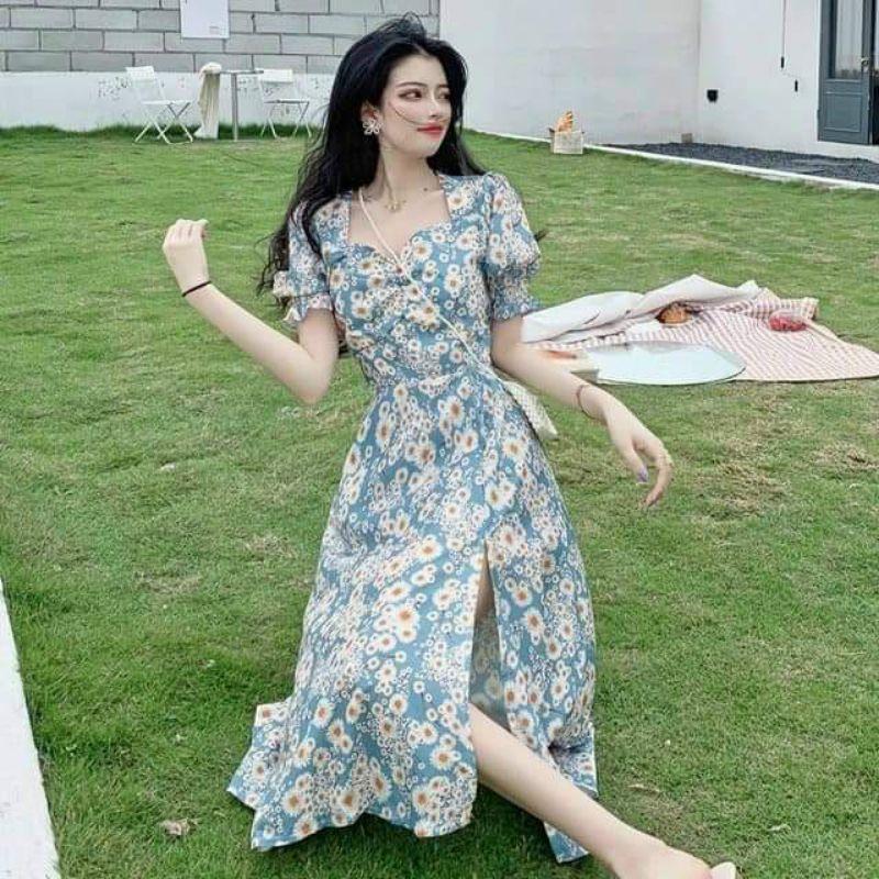 HÀNG NHẬP - ĐẦM VOAN HOA CÚC XẺ TÀ