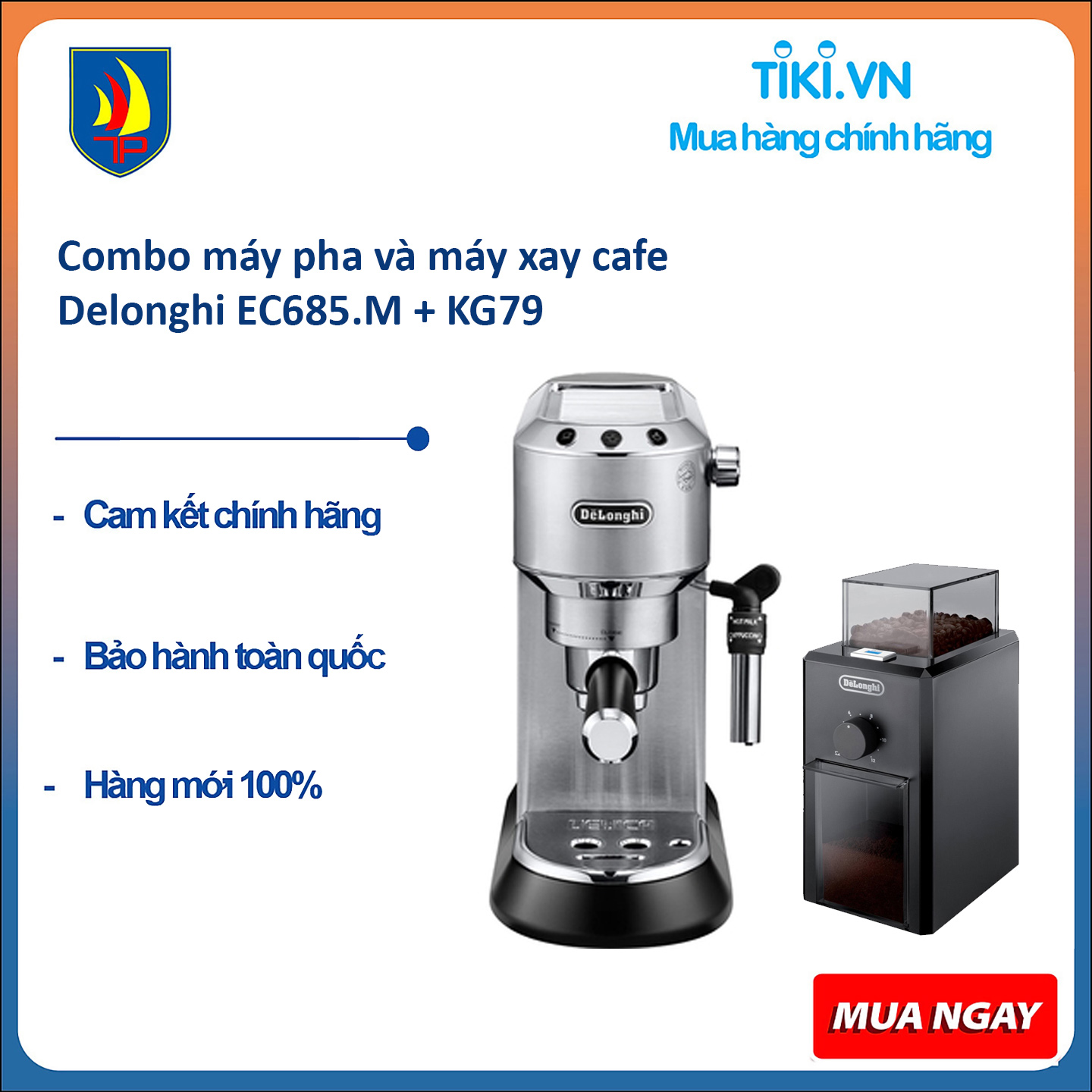 Combo máy pha và máy xay cafe Delonghi EC685 + KG79 - Hàng chính hãng
