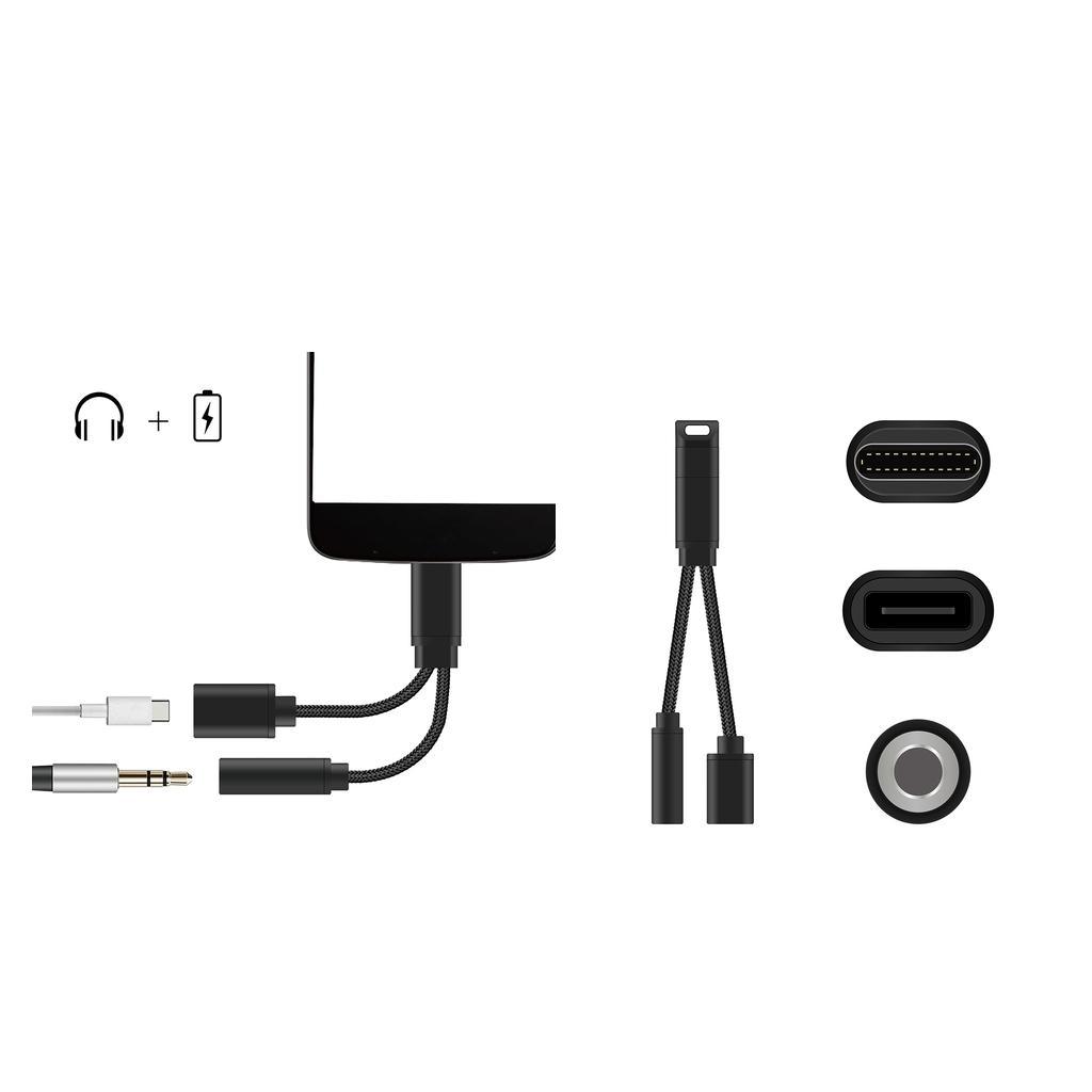 2 in 1 USB C Type C to 3.5mm Headphone Audio  & Charge Cable