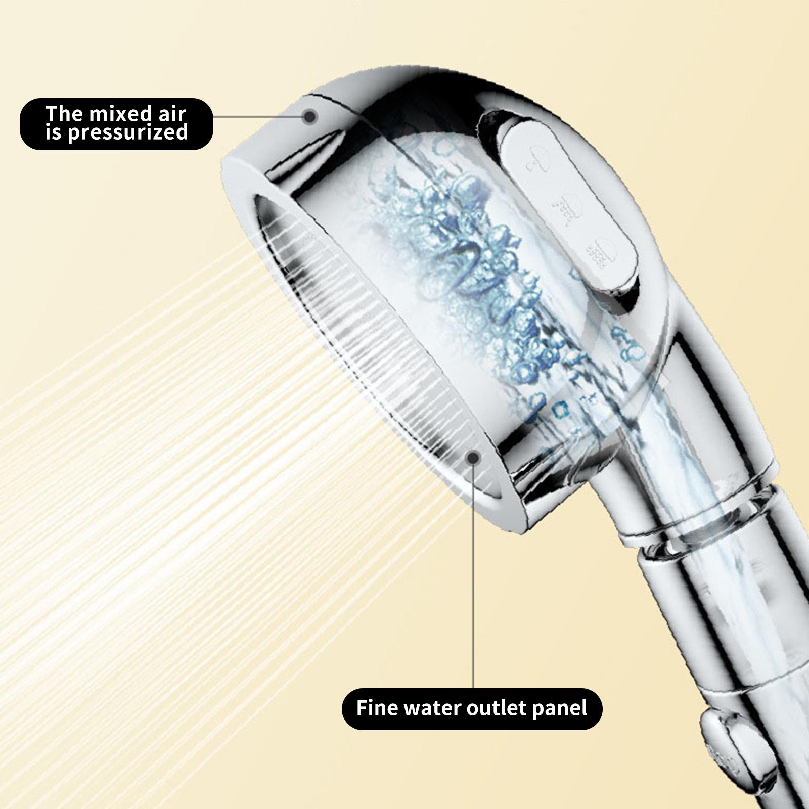 Handheld Shower Head with ON/Off Pause 3 Settings High Pressure Showerhead Adjustable Detachable Bathroom Shower Head