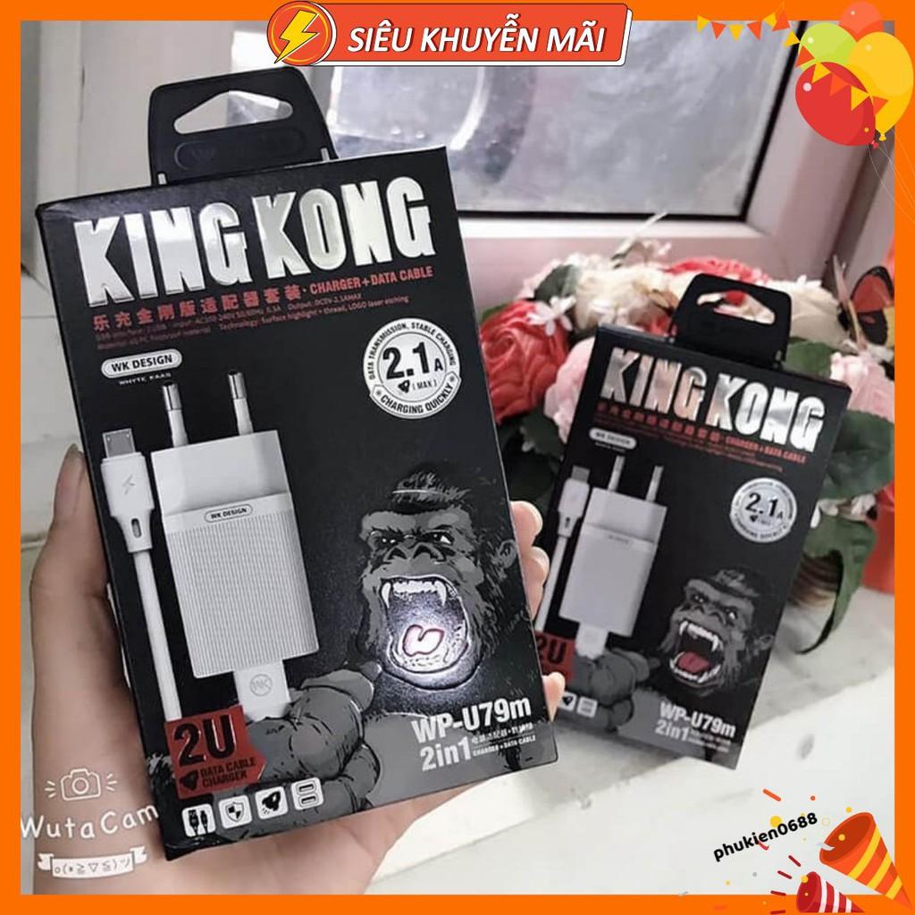 Bộ sạc nhanh KING KONG 2 cổng sạc USB dành cho samsung, iphone, tye c - Hàng chính hãng