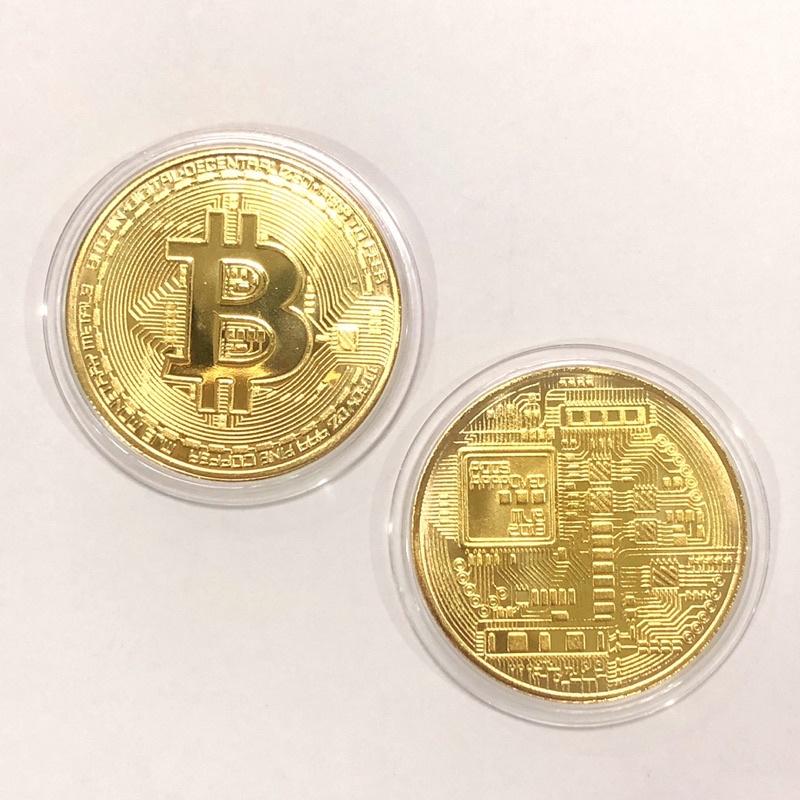 Đồng Xu Bitcoin mạ vàng 24k làm đồ lưu niệm,trang trí,sưu tầm, phong thủy may mắn+Hộp nhựa mica bảo vệ