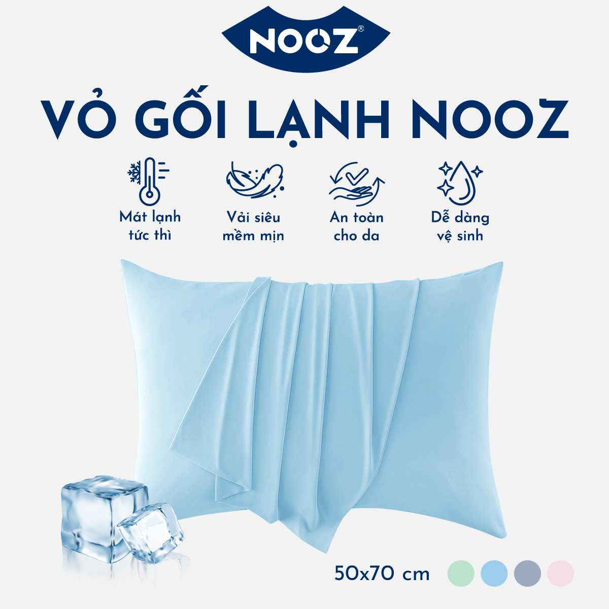 Vỏ Gối NOOZ Mát Lạnh Mềm Mịn Thoáng Mát Dễ Vệ Sinh 50x70cm