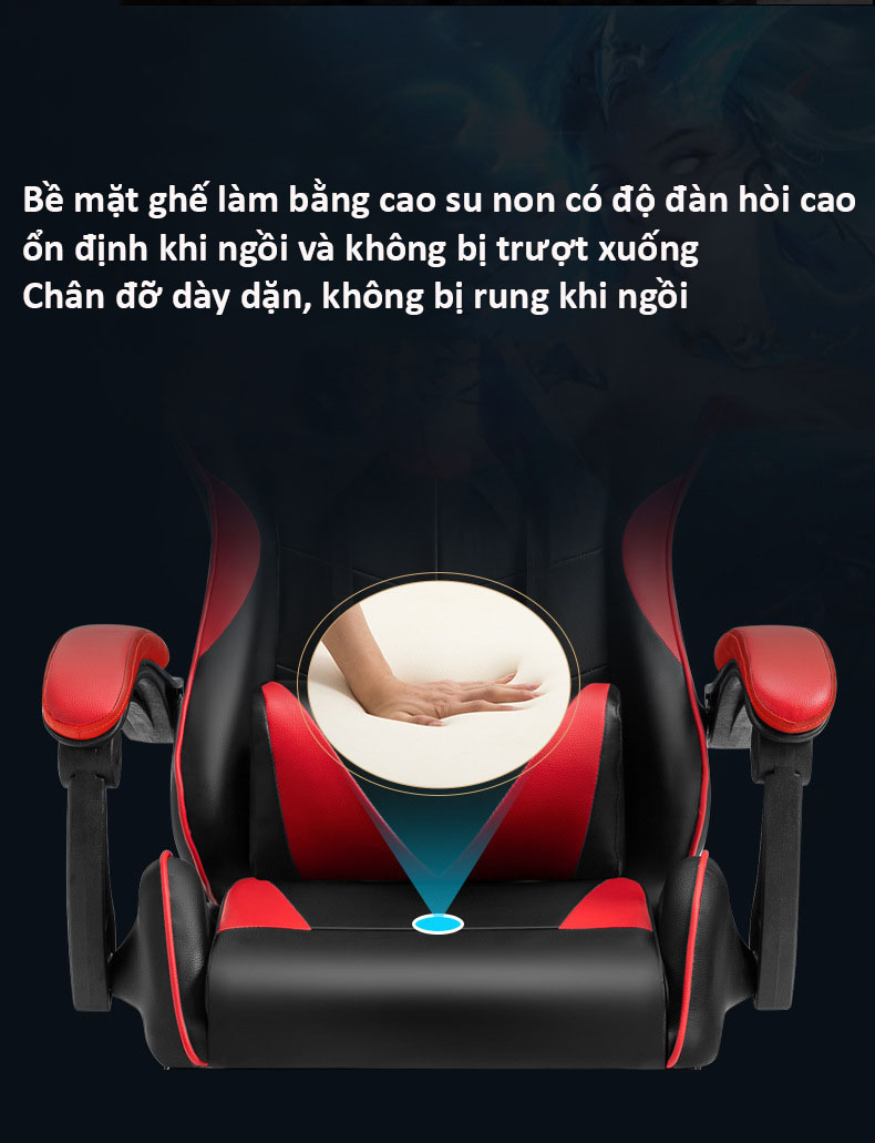 Ghế Chơi Game Có Massage Kèm Gối, Ghế Làm  Việc Văn Phòng Chân Xoay Cao Cấp Hàng Chính Hãng