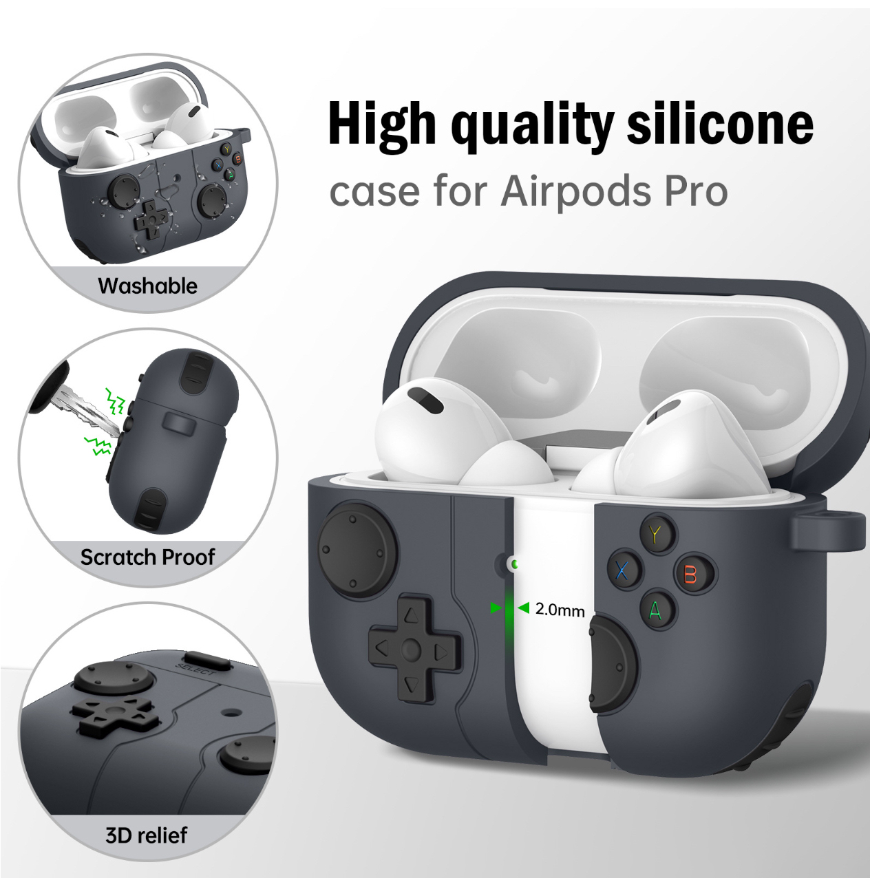 Case vỏ ốp bọc tai nghe dành cho Airpods 4, airpod Pro 2 silicon kèm móc kim loại - HÀNG CHÍNH HÃNG
