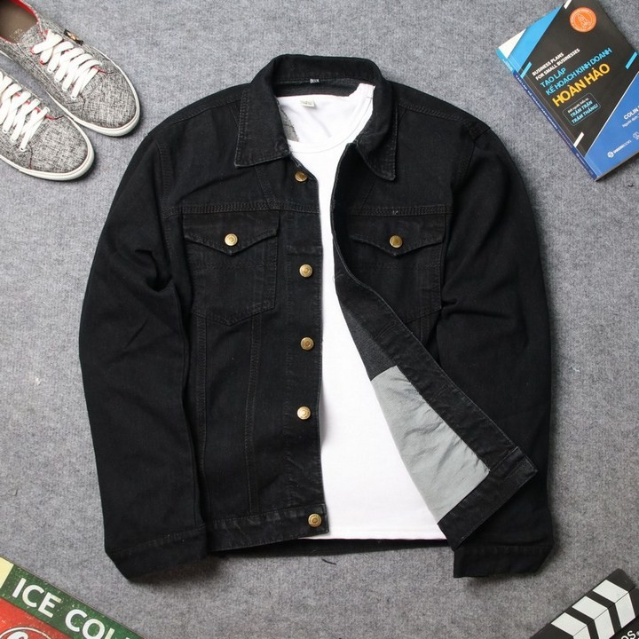 Áo Khoác Jean Nam Rách - ĐEN RÁCH - XXL