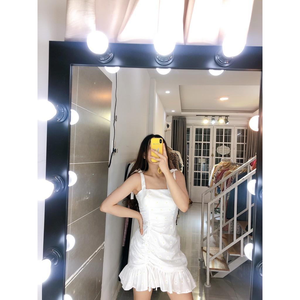 WHITE DAISY DRESS - ĐẦM HOA CÚC RÚT ĐÙI