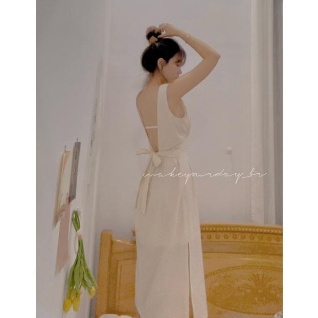 Lagom Dress - Váy Thiết Kế Hở Lưng Cột Nơ Sau Chất Thô Mát
