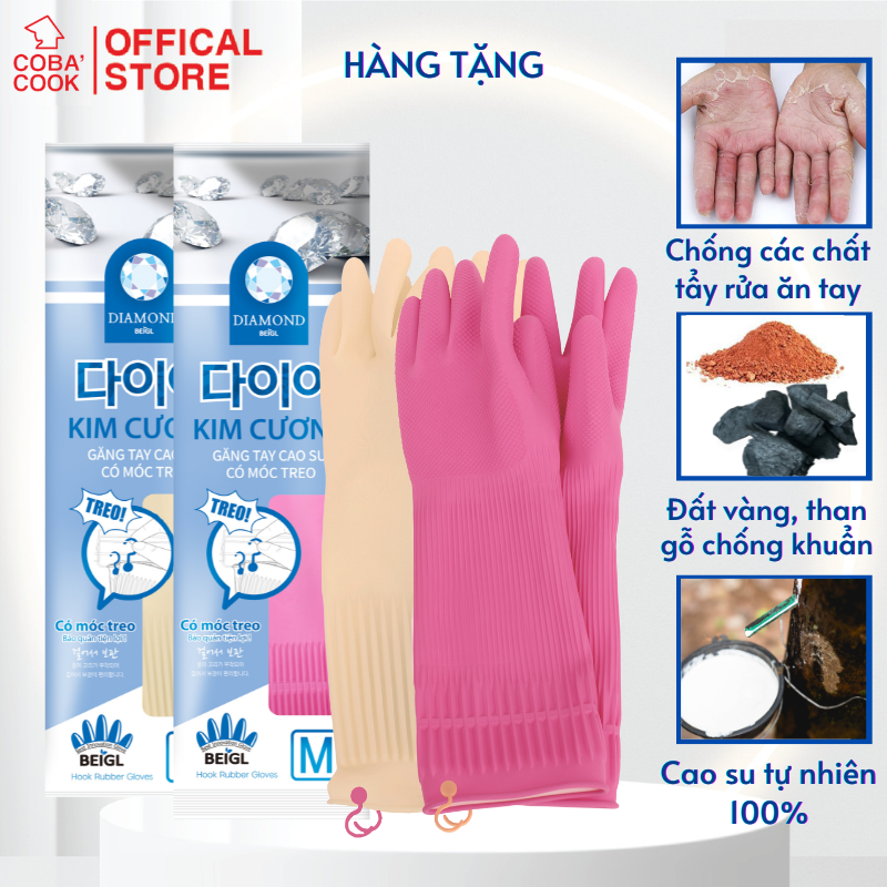 [Hàng Tặng] Bộ 2 Đôi Găng Tay Cao Su Có Móc Kim Cương -37cm