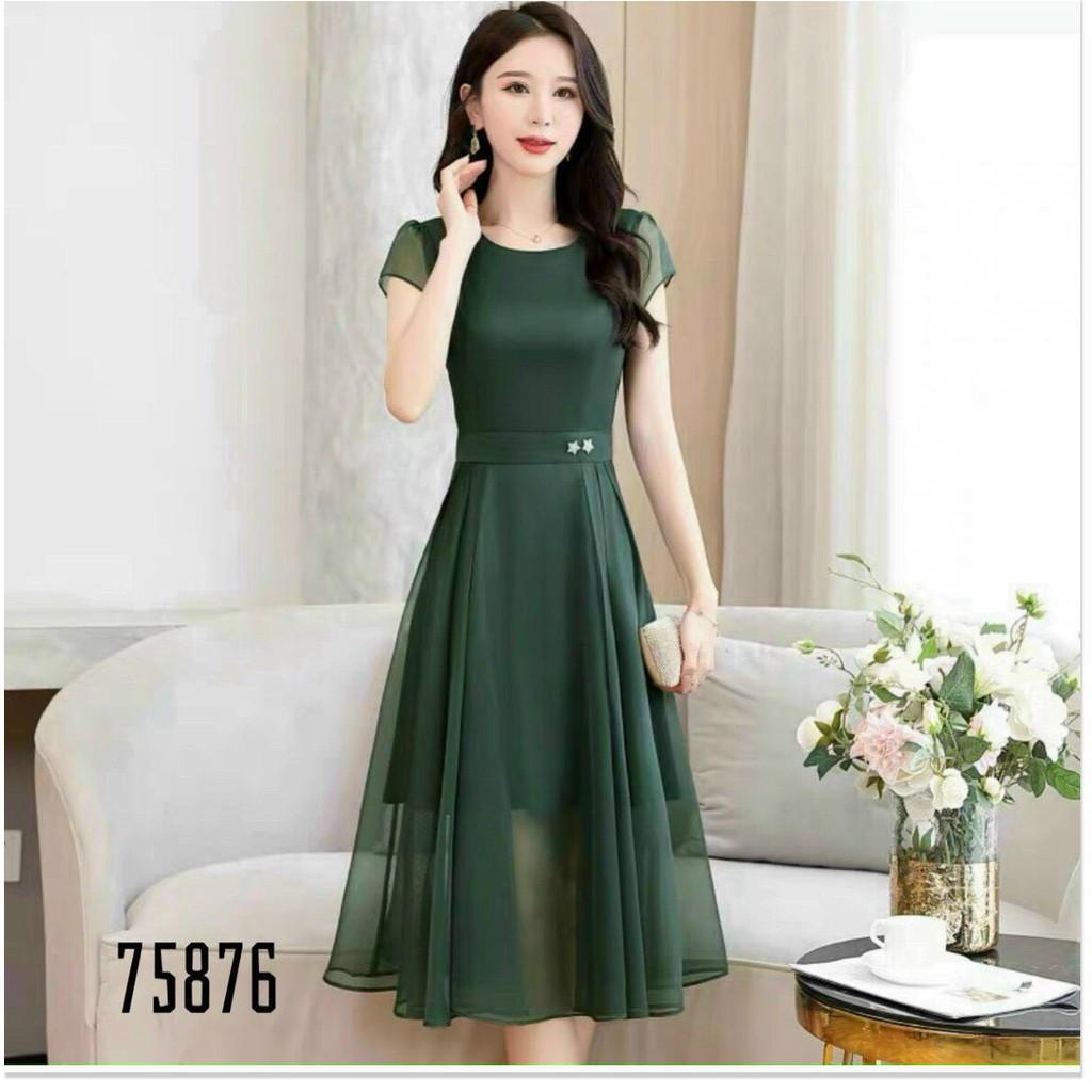 ĐẦM VOAN CHIFFON,CHẤT LIỆU VÃI THOÁNG MÁT,THIẾT KẾ HỌA TIẾT TRƠN NHƯNG KHÔNG KÉM PHẦN SANG TRỌNG LANA FASHION