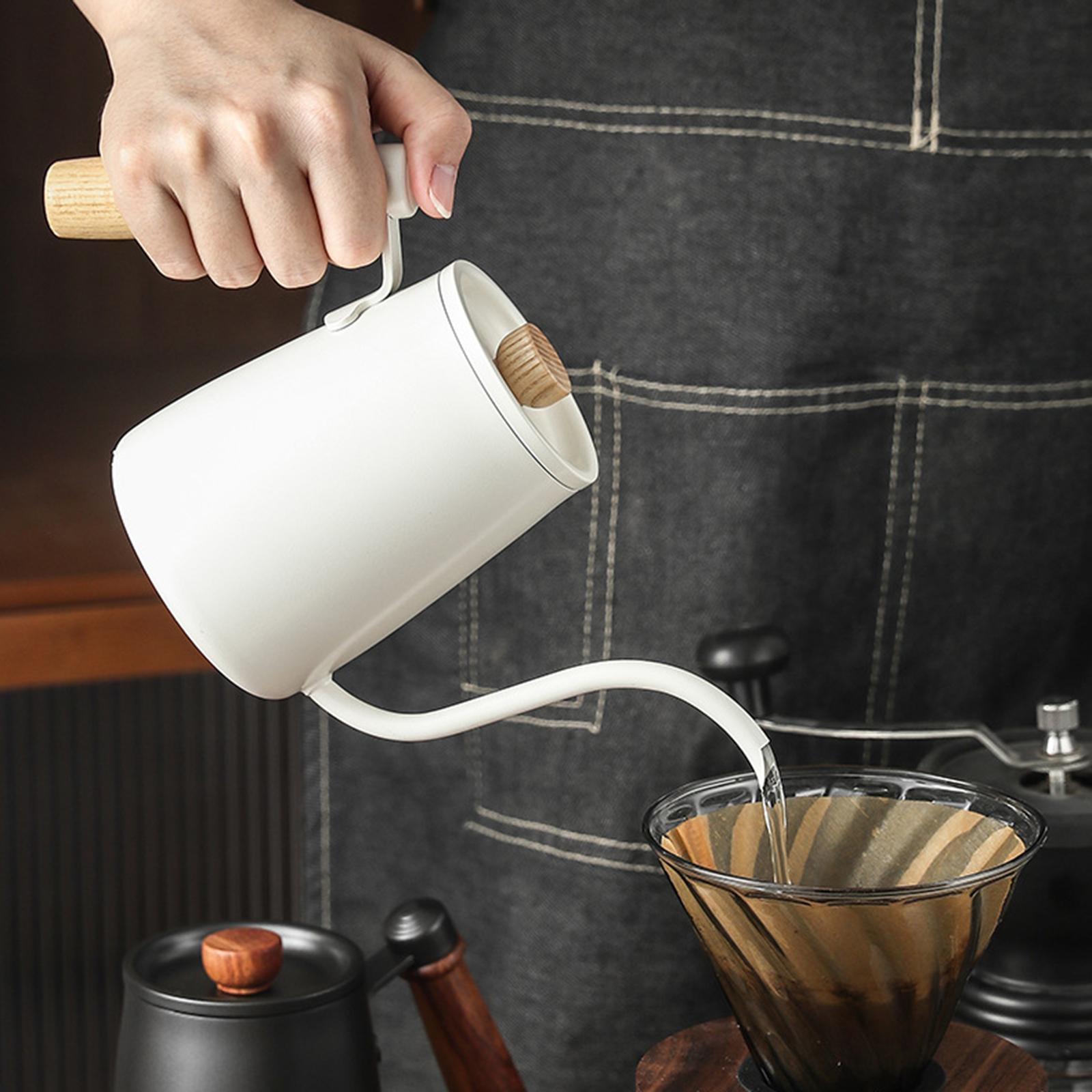 Stainless Steel Pour Over Coffee Kettle with Wood Handle Comfortable Grip