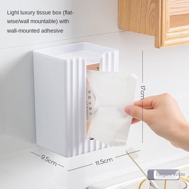 Hộp Đựng Khăn Giấy Gắn Tường Bằng Nhựa Không Cần Đục Lỗ Chống Bụi Màu Sắc Sáng Tạo