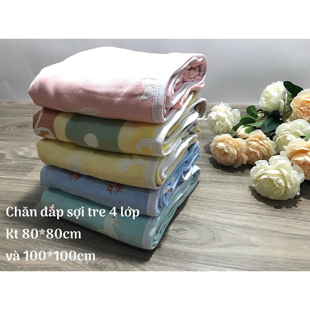CHĂN/KHĂN 4 LỚP IN HÌNH 2 MẶT DÙNG ĐẮP CHO BÉ 80X80CM