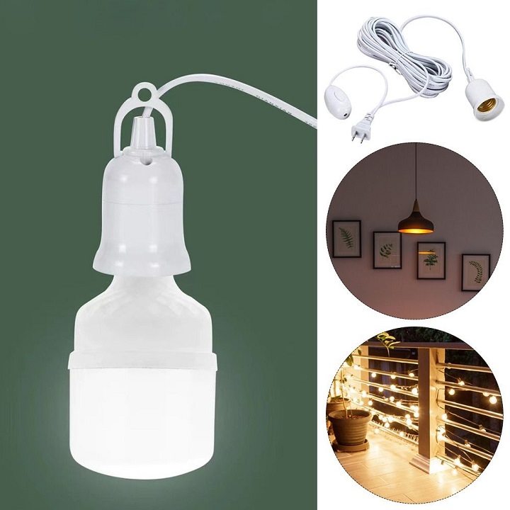 Đui đèn dây điện dành cho bóng led liền dây E27 có công tắc dài nhiều kích thước từ 3-10m màu trắng chống vỡ, chống thấm nước