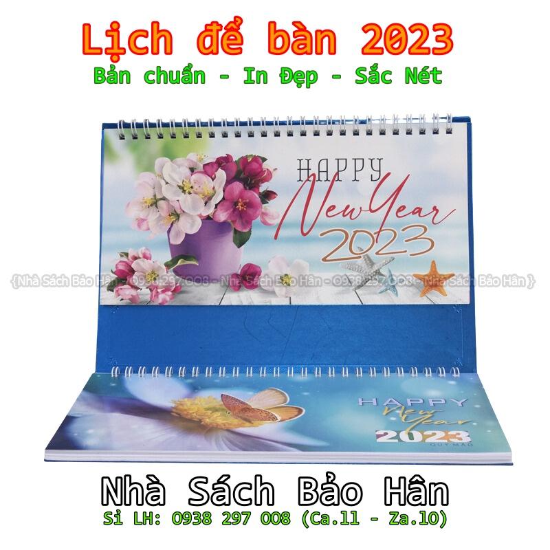 Lịch để bàn 2023 có lịch âm (kiểu chữ M ) có dải note ghi chú ngày, tuần, đủ ngày âm dương(mẫu ngẫu nhiên, nowship)