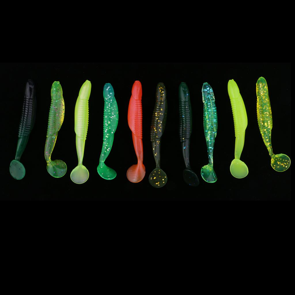 10Pcs Artifical Soft Plastic Vivid Fishing Worm Bionics Sea Bait Lures 6g