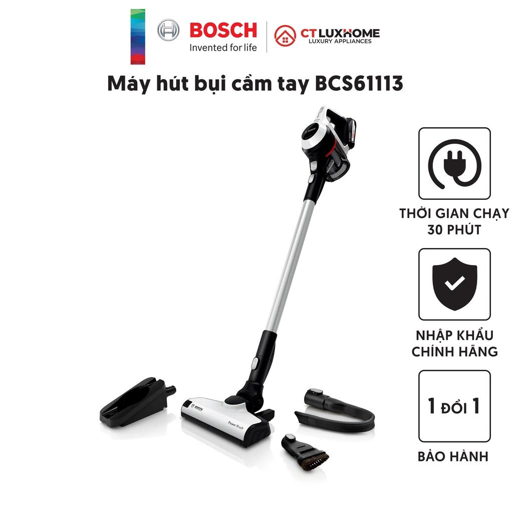 Máy hút bụi cầm tay mini Bosch BCS61113 Serie 6 Unlimited Hút liên tục 30 phút - Hàng chính hãng