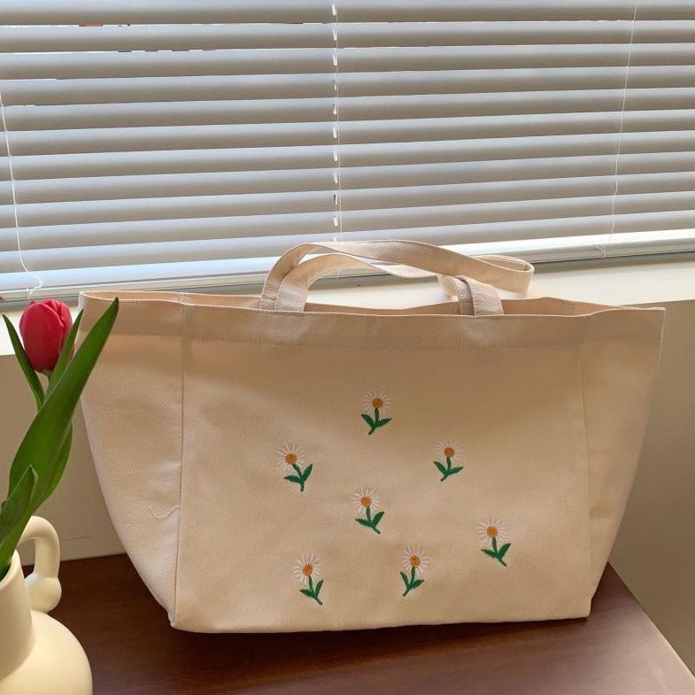 {NEW} Túi Tote Túi Vải Thêu Hoa Cúc Chất Canvas Siêu Dày Fiu.bagstore