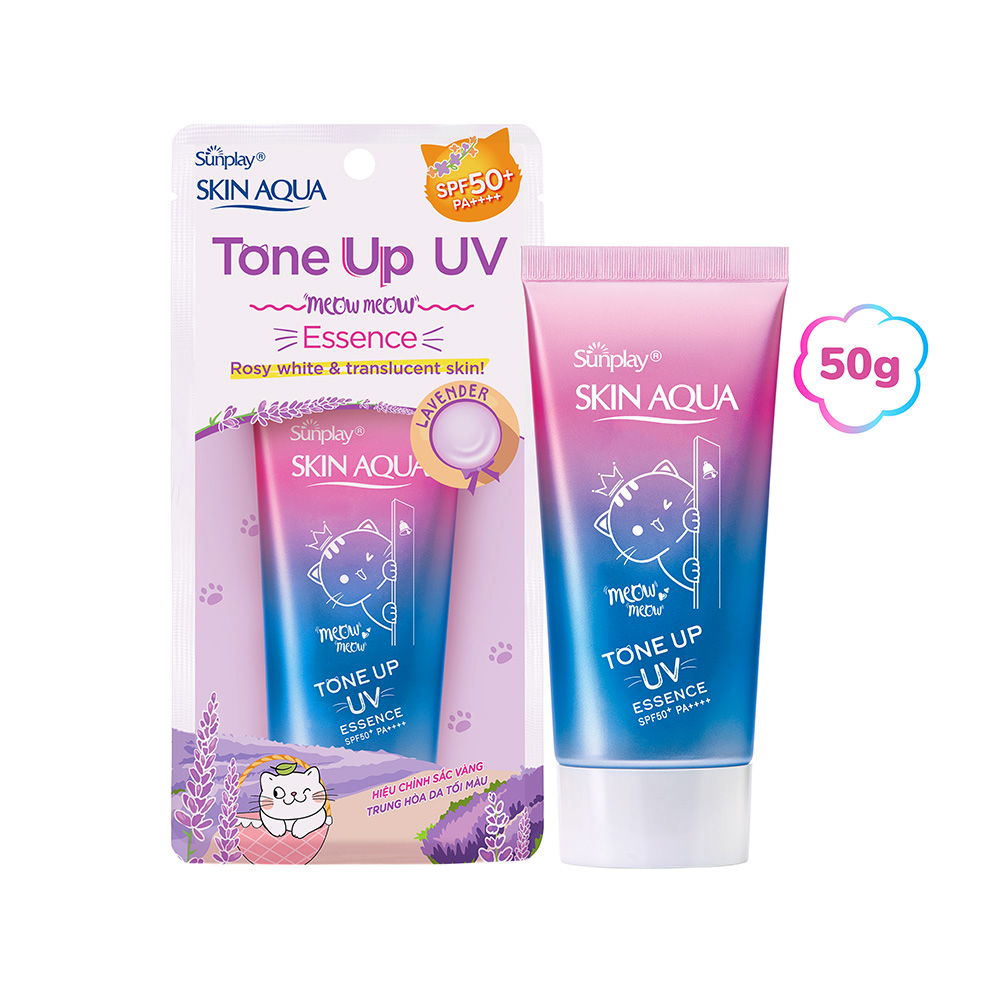 Tinh chất chống nắng nâng tông dành cho da khô/thường Sunplay Skin Aqua Tone Up UV Essence Lavender SPF50+ PA++++ (50g)