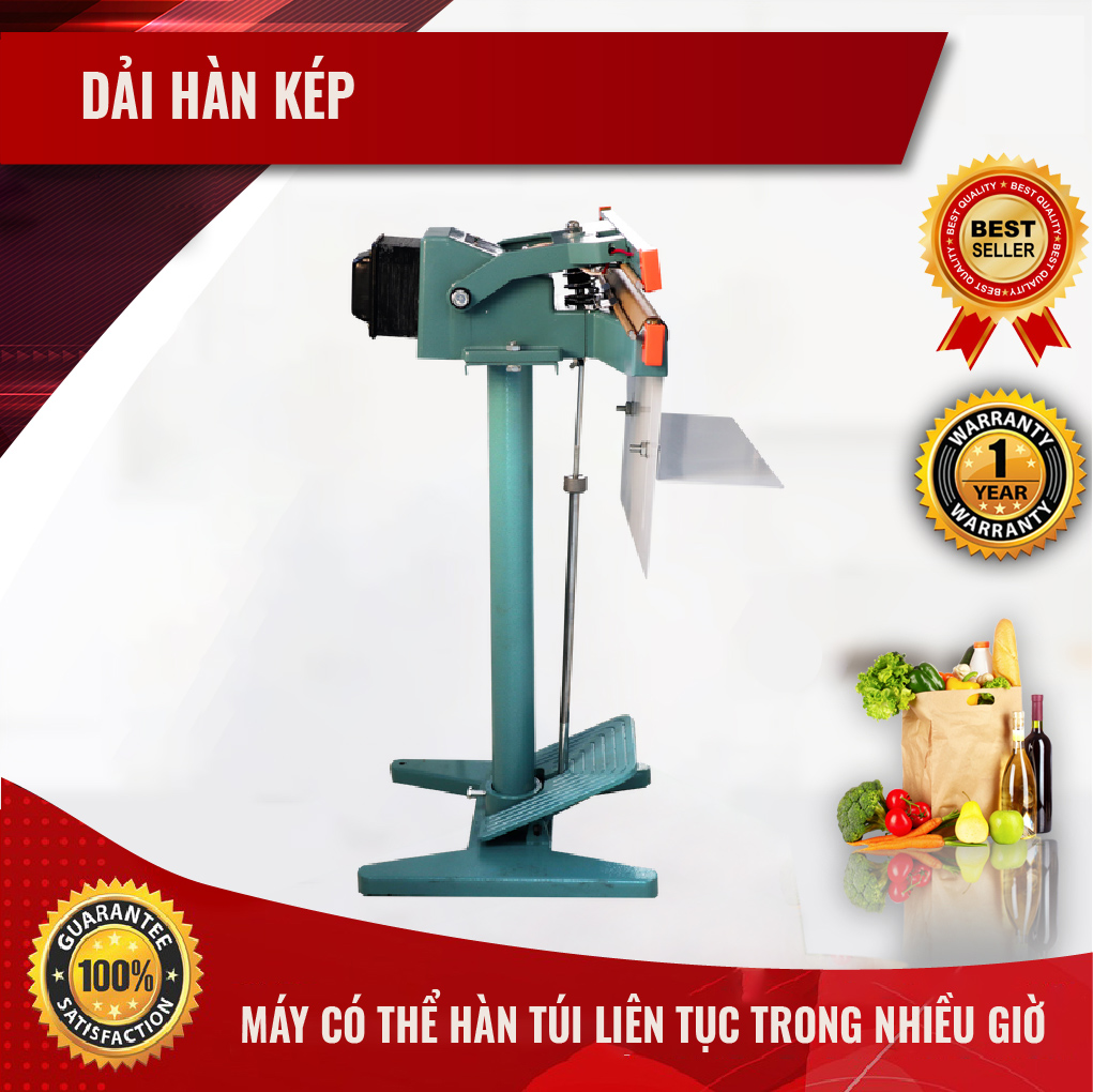 Máy Hàn Miệng Túi Dập Chân FS02 Từ SGE. Máy Có Công Suất Cao, Gia Nhiệt Nhanh, Dùng Được Cho Mọi Loại Túi. Hàng Nhập Khẩu Chính Hãng SGE Thailand. Máy Được Tặng Kèm 1 Bộ Dây Hàn Dự Phòng